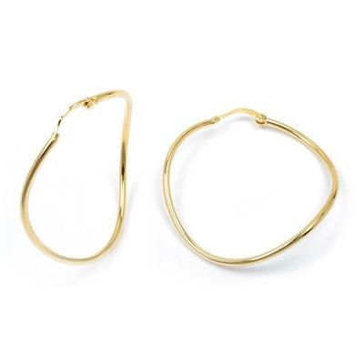 [L5309] - Gold Plated Hoop Earrings 'Ripples' - 45x2 Mm