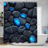 1/4Pcs Bathroom Shower Curtain Set  Blue Glow Stone Print Bathroom Curtain With 12 Hooks Non Slip Rugs Toilet Cover Mat Bathroom Partition