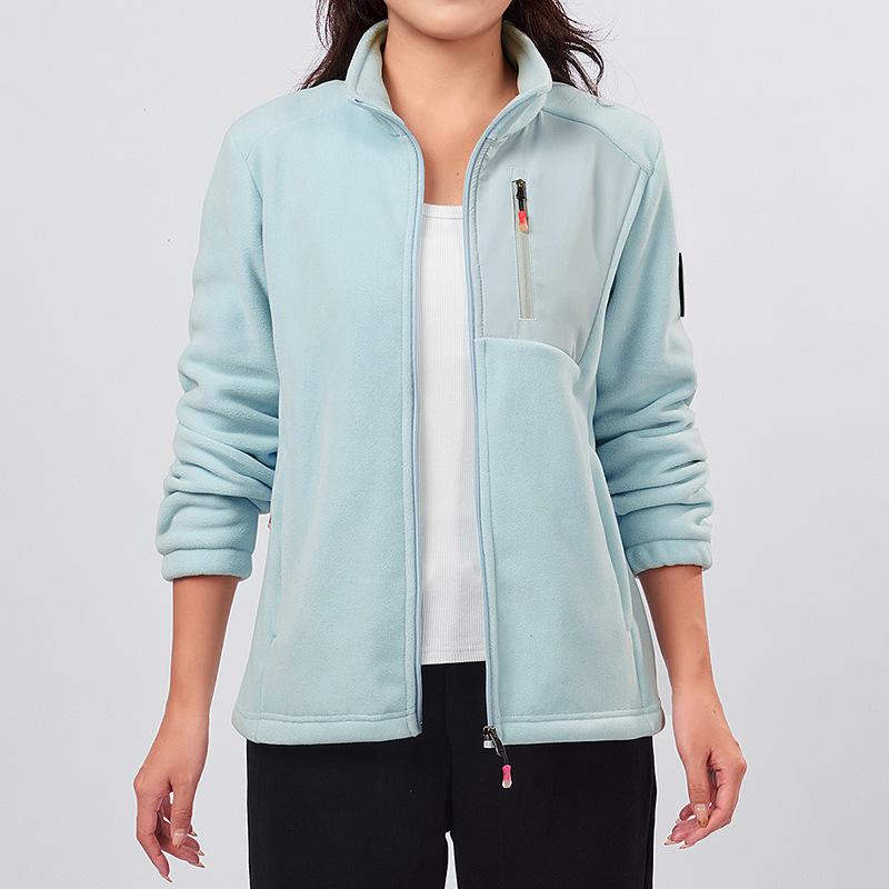 Женская флисовая куртка Весна и Осень Зима Женская куртка Двусторонняя флисовая куртка Теплая куртка XXL светло-синий 2960₽