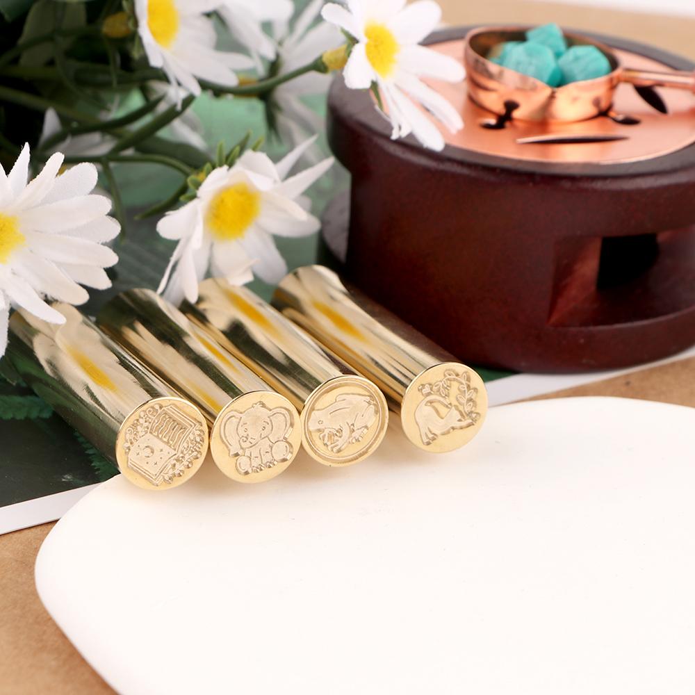 1pc Magic Book Wax Seal Mini Brass Column Stamp Little Elephant Frog Cat Pattern 15mm Sealing Wax Stamps Sealing Stamp