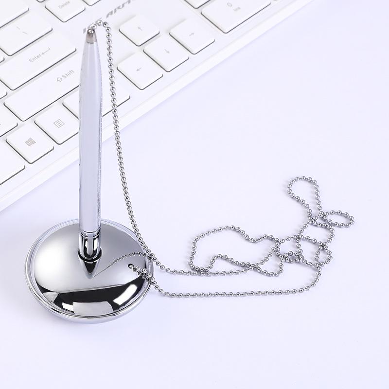 Metal Table Pen with Chain and Logo for Hotel Guest Signatures