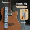 Niche Guitar Strap with Elegant Fresh Floral Pattern, 5CM Wide, Blue Leaf Design, Colorful PO-118
