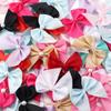 20pcs Polyester Satin Ribbon Bows 5.5x6cm Colorful Half Bead Hand Tied Bowknots For DIY Crafts Party Clothing Headwear Finding