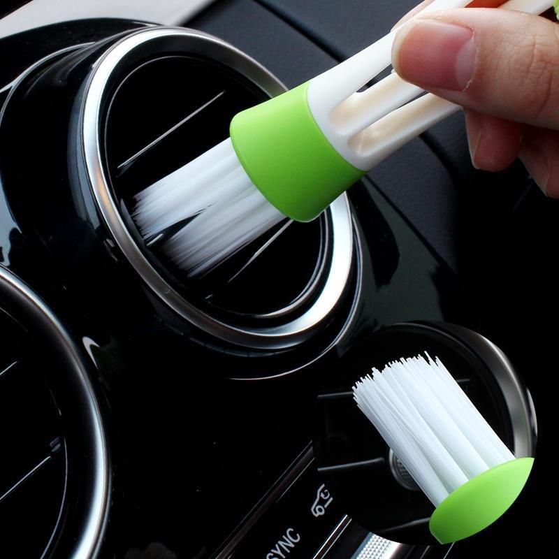 For Mini Double-End Microfiber Car Air Vent Duster with Removable Cloth Cover - Portable Cleaning Brush for Car Detailing, Dual-Head Design