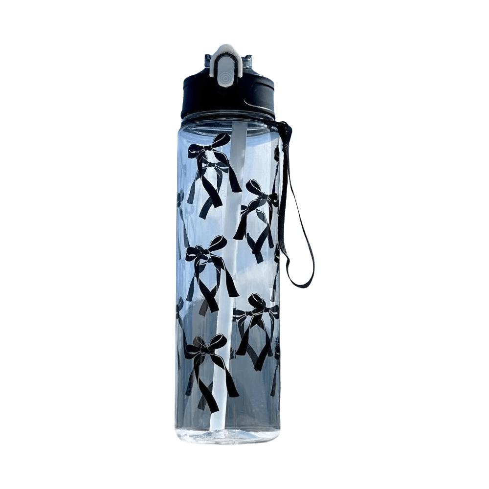 Durable 800ML Water Bottle Bow Flower Printed Leak Proof Straw Cup Large Capacity Plastic Water Cup Travel