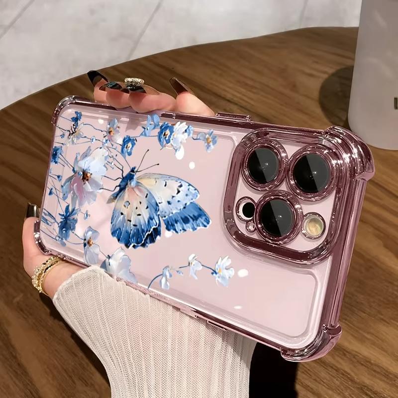 Schmetterlings-Beschichtung Klare Handyhülle Für iPhone 17 Air 16 e 15 14 13 12 11 Pro Max Plus Mini SE 2020 2022 Anti-Fall Airbag