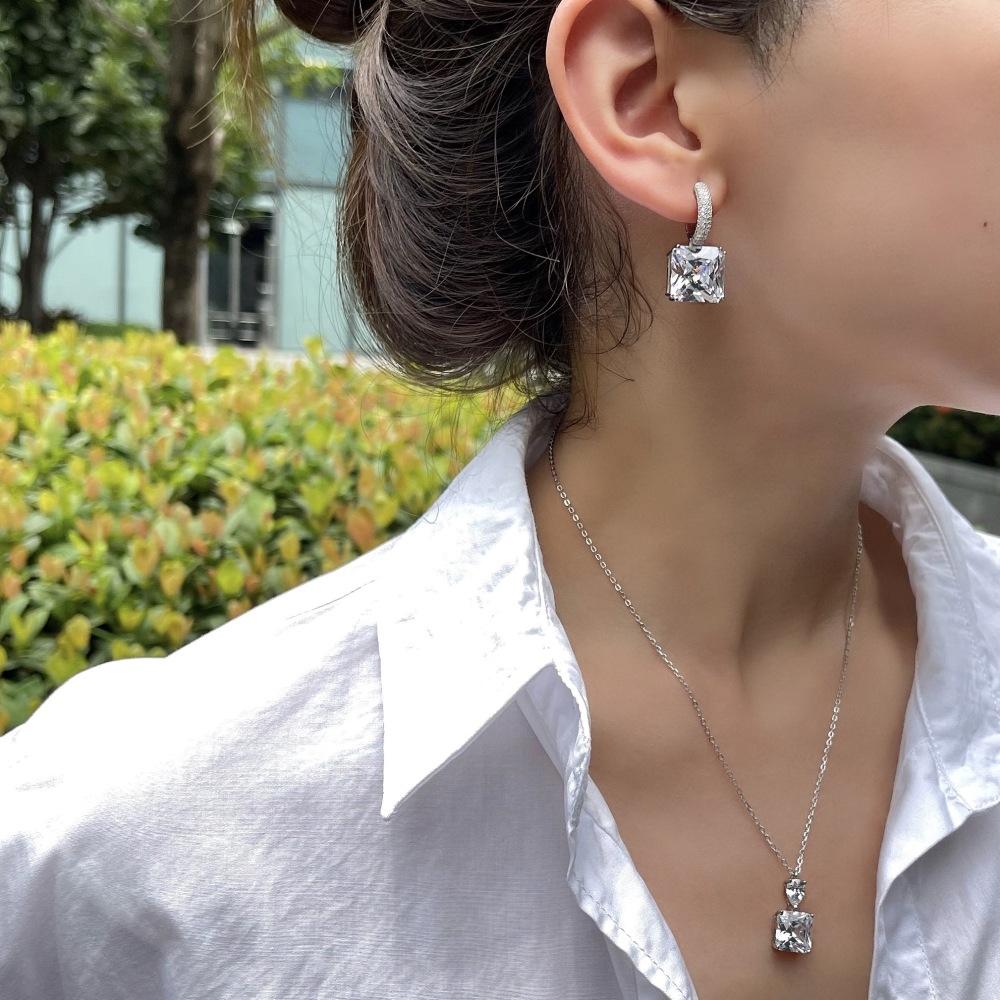 Tancise 925 Sterling Silver Zircon Earrings Drop Earrings For Women Wedding Party Gifts
