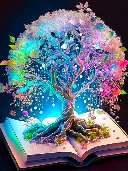 5D Diy Diamond Painting Fantasy Tree Embroidery Mosaic Book Landscape Square Round Home Decor
