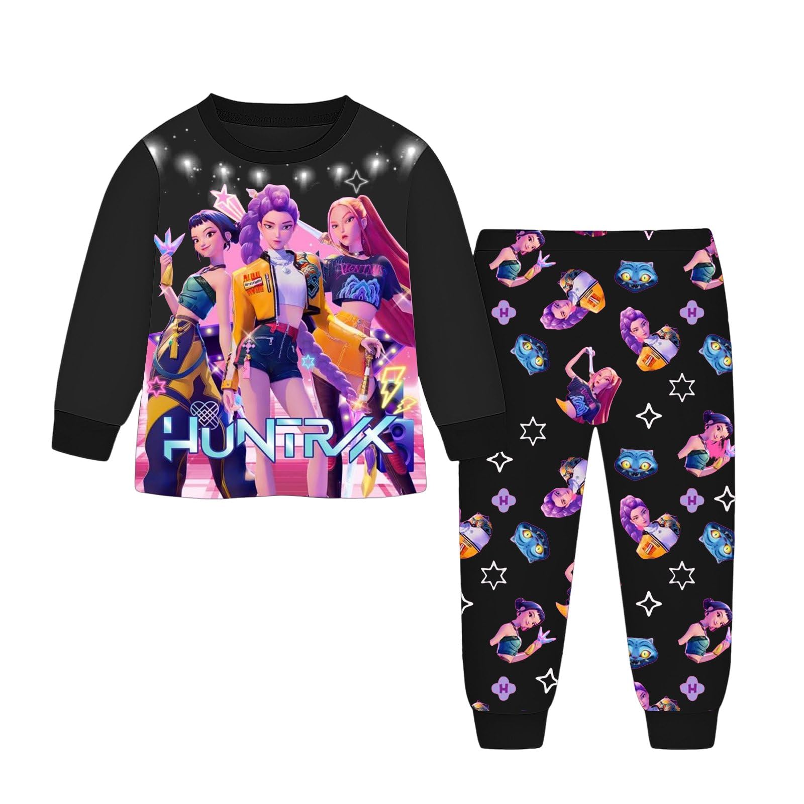 

Детский модный костюм юбка топ с круглым вырезом и длинными рукавами брюки 110 чёрный