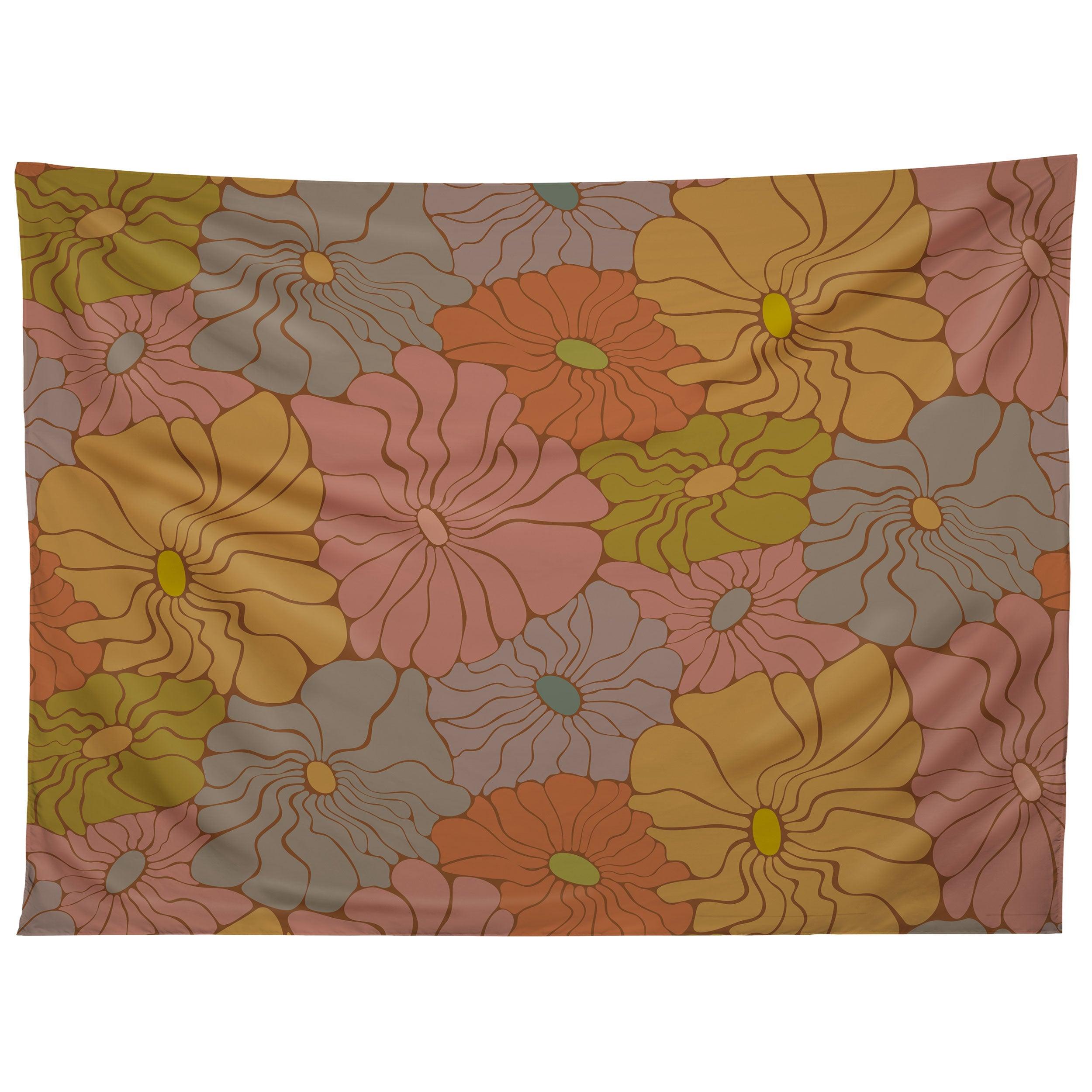 EXOTIC GROOVY FLOWERS EARTHY tapestry 75x100 чёрный