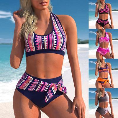 Women's Sexy Casual Resort Style Swimsuit Strap Adjustable Fashion Women's Printed Bikini Swimsuit Set S-6XL