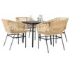 VidaXL Garden Dining Set Cushions 5pcs Brown Poly Rattan Glass 3334521