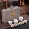Dehua White Porcelain Mutton-Fat Jade Relief Tea Set