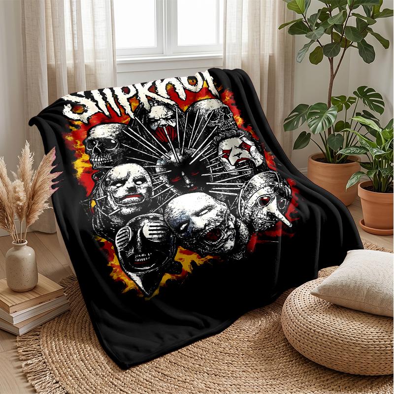 Coperta in Flanella Stampata Slipknot Calda Accogliente Delicata sulla Pelle Plaid per Divano Letto Uso Quotidiano Interno