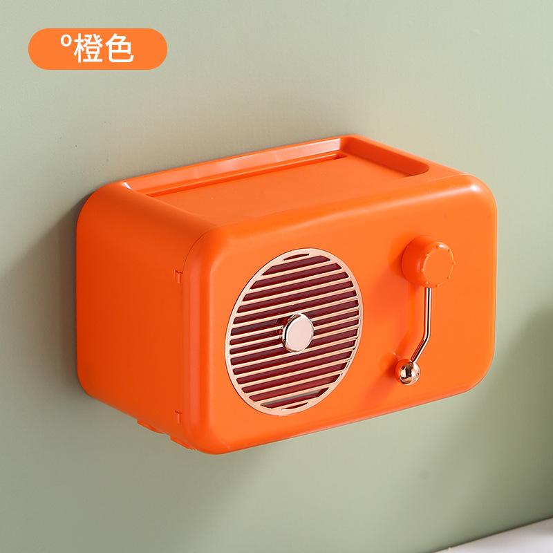 Creative radio tissue box wall mounted multifunctional tissue holder waterproof and dustproof face wash towel storage box