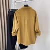 A Long-sleeved Women's Shirt with A Smiling Face Pocket Design, Loose and Versatile for Autumn and Winter, and A Casual Brushed Layering Shirt Coat