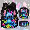 Stitc Schoolbag, Primary And Secondary School Student Backpack, Satchel, Pencil Case, Three-Piece Set, Animation Cartoon