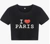 New European and American Spice Girls alphabet-printed navel top summer round neck pullover slim shoulder sleeves short T-shirt