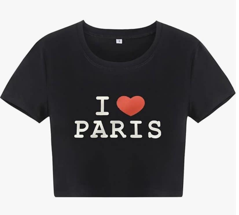 New European and American Spice Girls alphabet-printed navel top summer round neck pullover slim shoulder sleeves short T-shirt