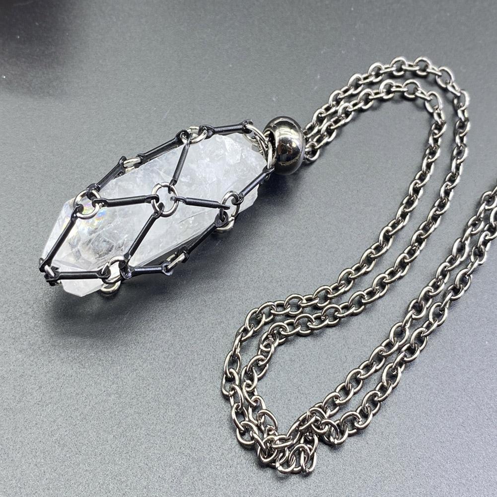 Stainless Steel Crystal Cage Necklace Adjustable Net Chain Stone Collecting Holder Anti-Tarnish Durable Design Easy To Open/Clos
