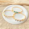 Vintage Simple Circle Freshwater Pearl Gold Plated Turquoise Bangle Bracelet