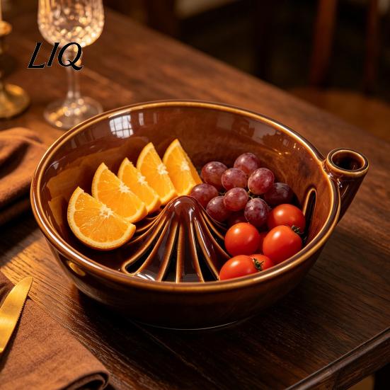 Self Cleaning Ceramic Produce Bowl Berry Rinsing with Integrated Drain, Vortex Automatic Fruit Washer Colander, Efficient for And Vegetable