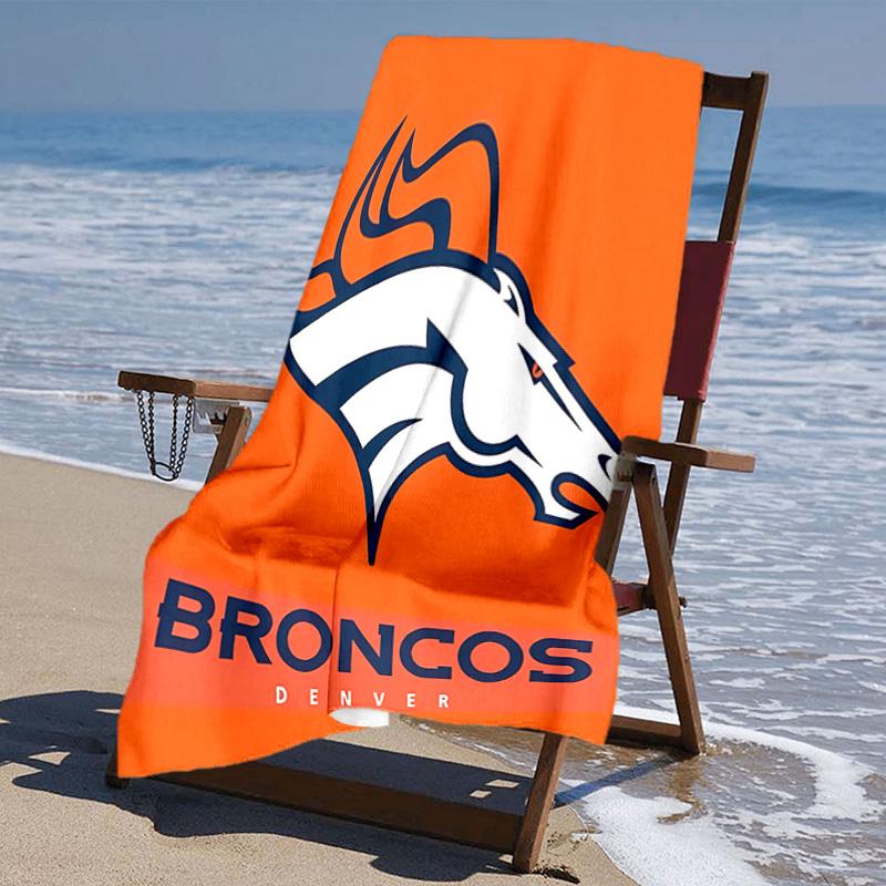proof beach towel with Denver Broncos LOGO pattern - soft,absorbent,quick-drying,machine washable - perfect for swimming,camping,bathing