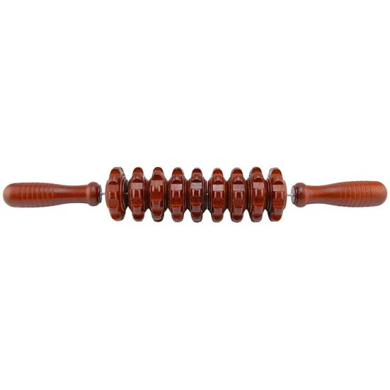 Skin-friendly Fascia Massager Anti-slip Handle Wood Grooved Gear Multifunctional Smooth Roller Massager for Home