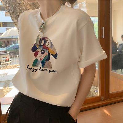 Sommer Reine Baumwolle Lässig Oversized T-Shirt Damen Harajuku lustige Cartoon Kurzarm T-Shirts Damen Streetwear weiß Y2k Oberteile