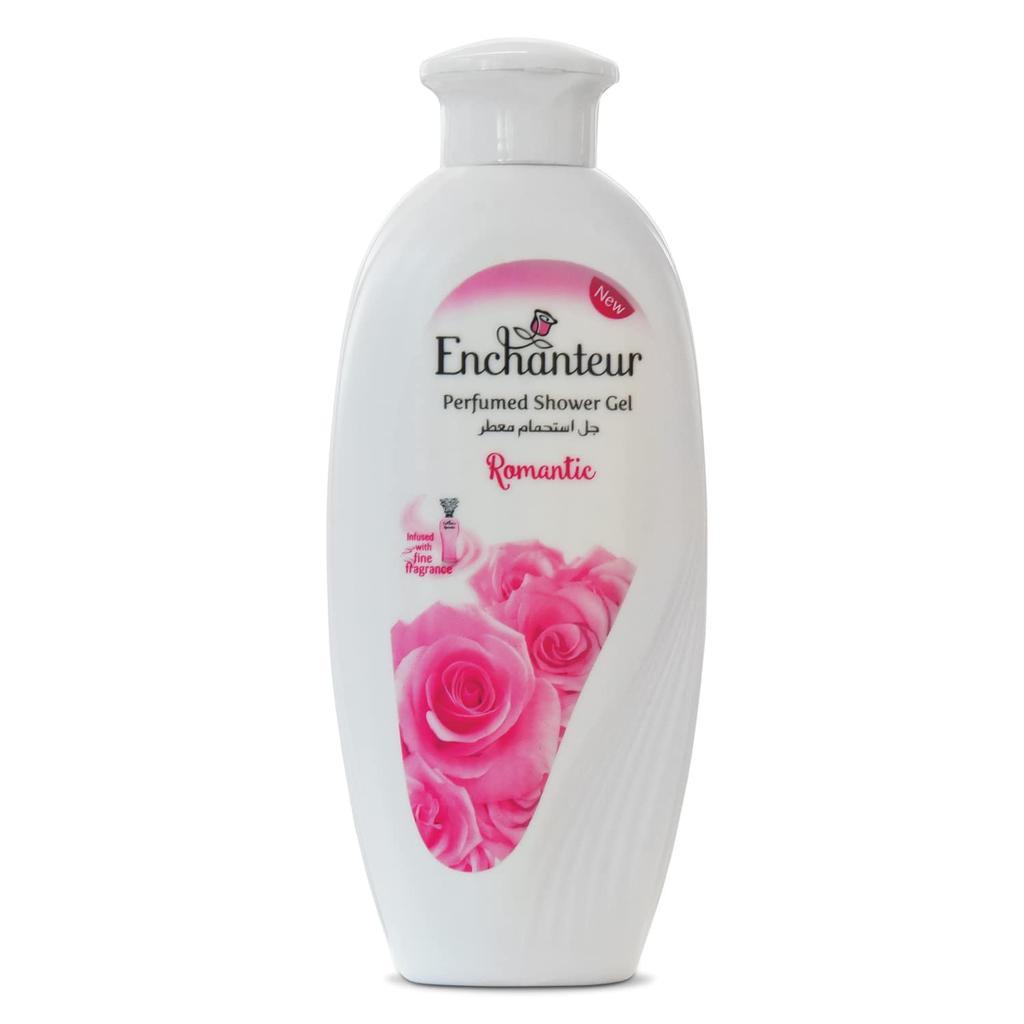 Enchanteur Romantic Perfumed Shower Gel (Body Wash) for Women, 250ml with Roses & Jasmine Extracts