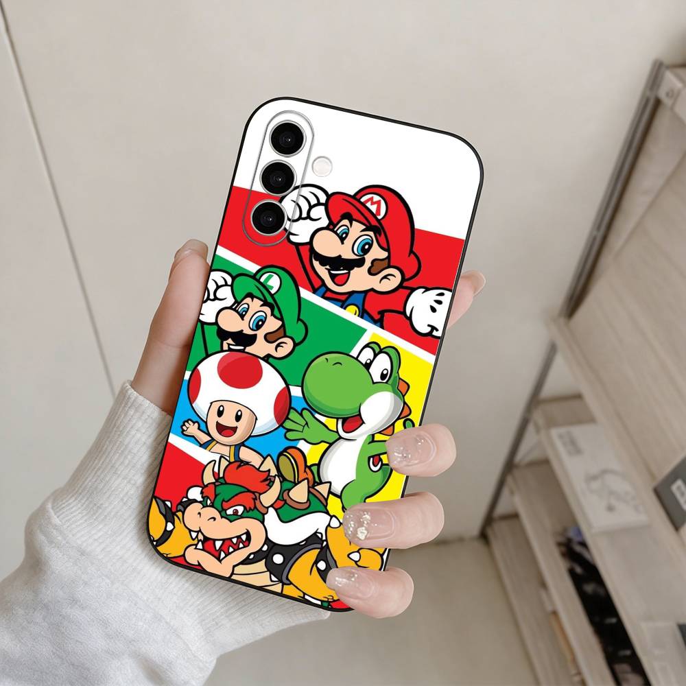 cartoon S-Super M-MarioS Bros Phone Case For Samsung Galaxy A73,A72,A71,A70,A53,A52,A51,Others Soft Black Cover