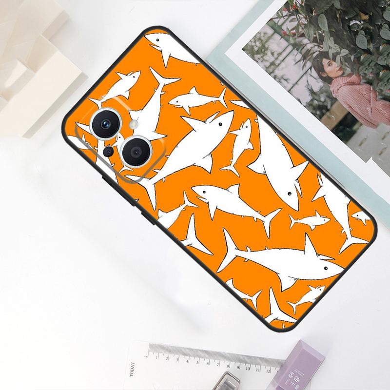 Cartoon Shark Case For OPPO Reno 8 7 6 5 4 Lite 10 Pro 11F 4Z 5Z 8T OPPO Find X2 X3 X5 Lite X6 Pro Cover