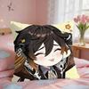 Zhongli Cute Genshin Impact Cushion Cover Square Short Plush Pillow Case Living Room Sofa Home Decor Funda X