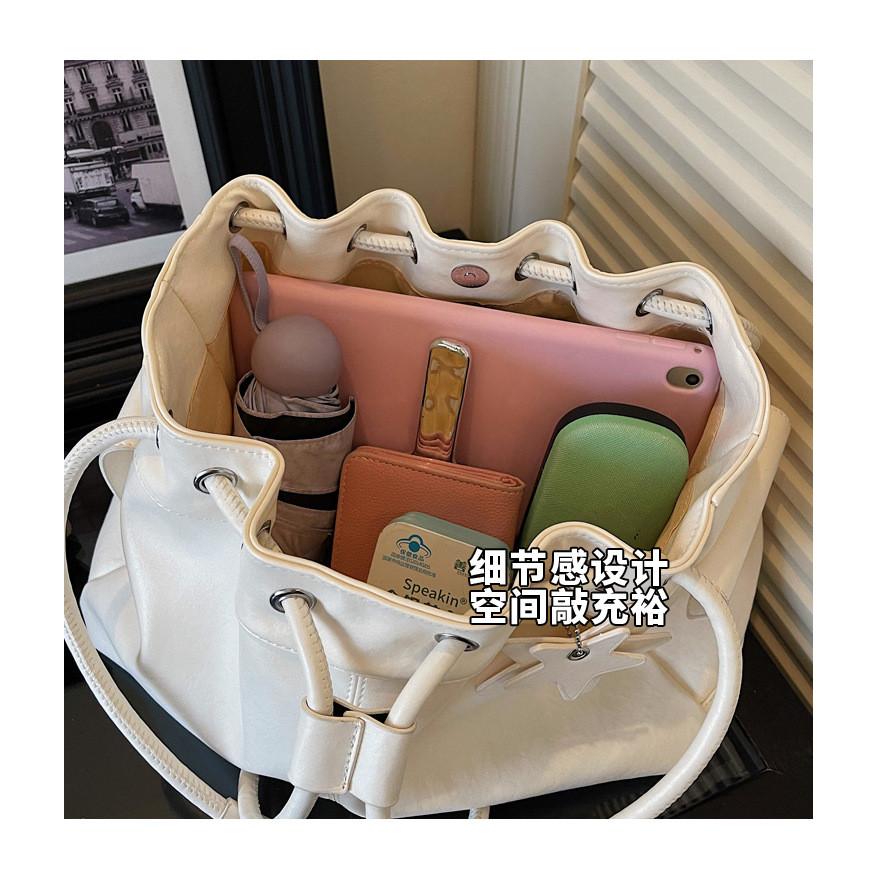 IELGY Drawstring Bucket Bag Fashion Casual Large Capacity Commuter Shoulder Messenger Bag