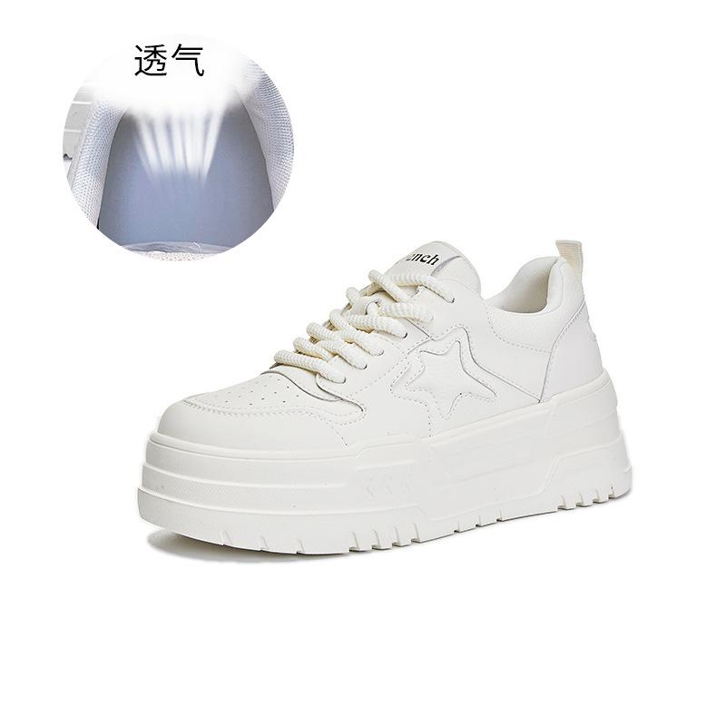 

Foam sole leather little white shoes women s 2025 spring new versatile platform shoes color matching board shoes fashion casual women s shoes 40 брудно-білий