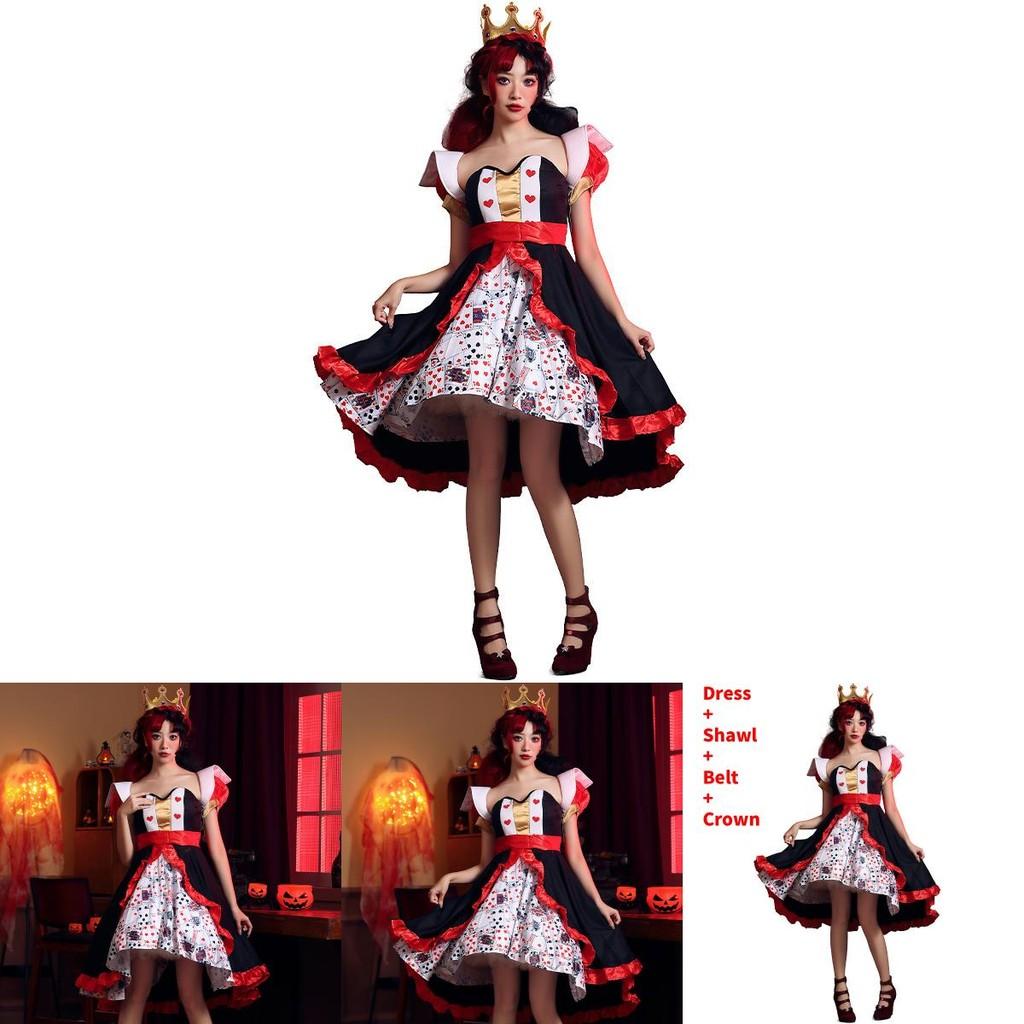 Alice In Wonderland The Red Queen Costume Dress With Polyester Fabric For Halloween Stage Performance Women