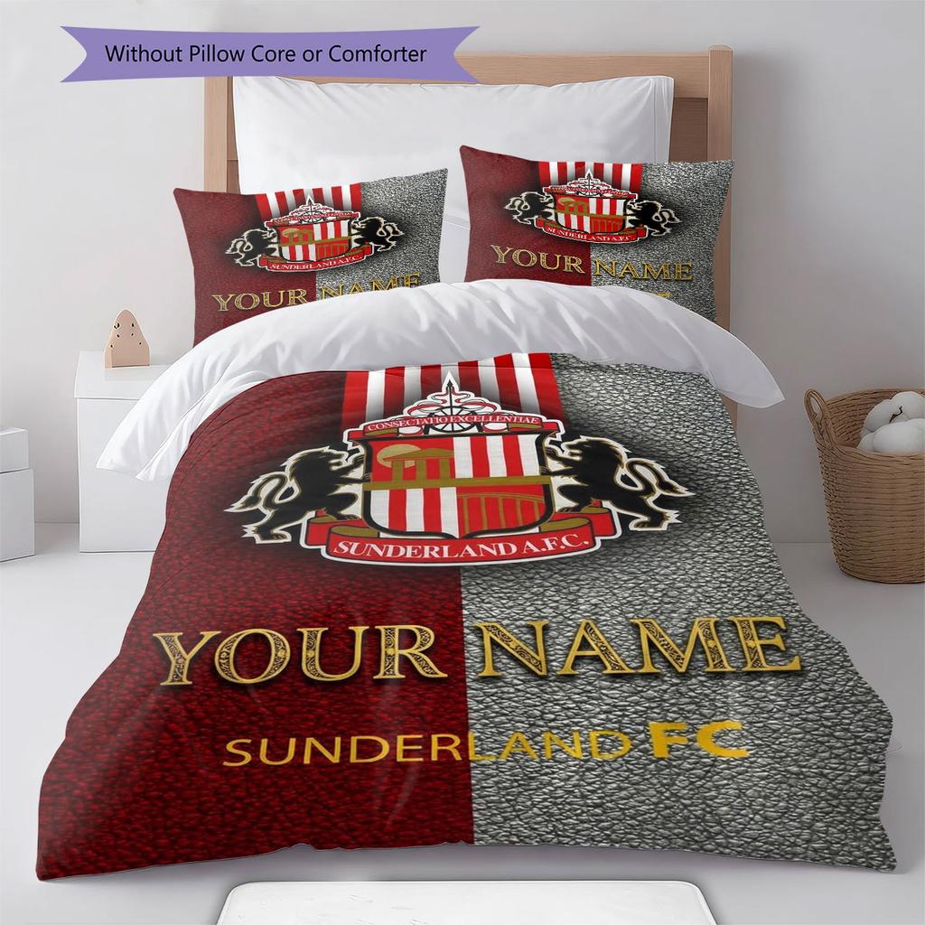 Sunderland A.F Custom Name Pattern Bedding,Quilt Set Quilt Cover Pillowcase Home Birthday Gift(1 * duvet cover + 2 * pillowcase, without core)
