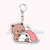 Cute Bubu Dudu Love Keychains Couple Bear Panda Acrylic Keyring for Accessories Bag Pendant Key Chain Jewelry Fans Lovers Gifts
