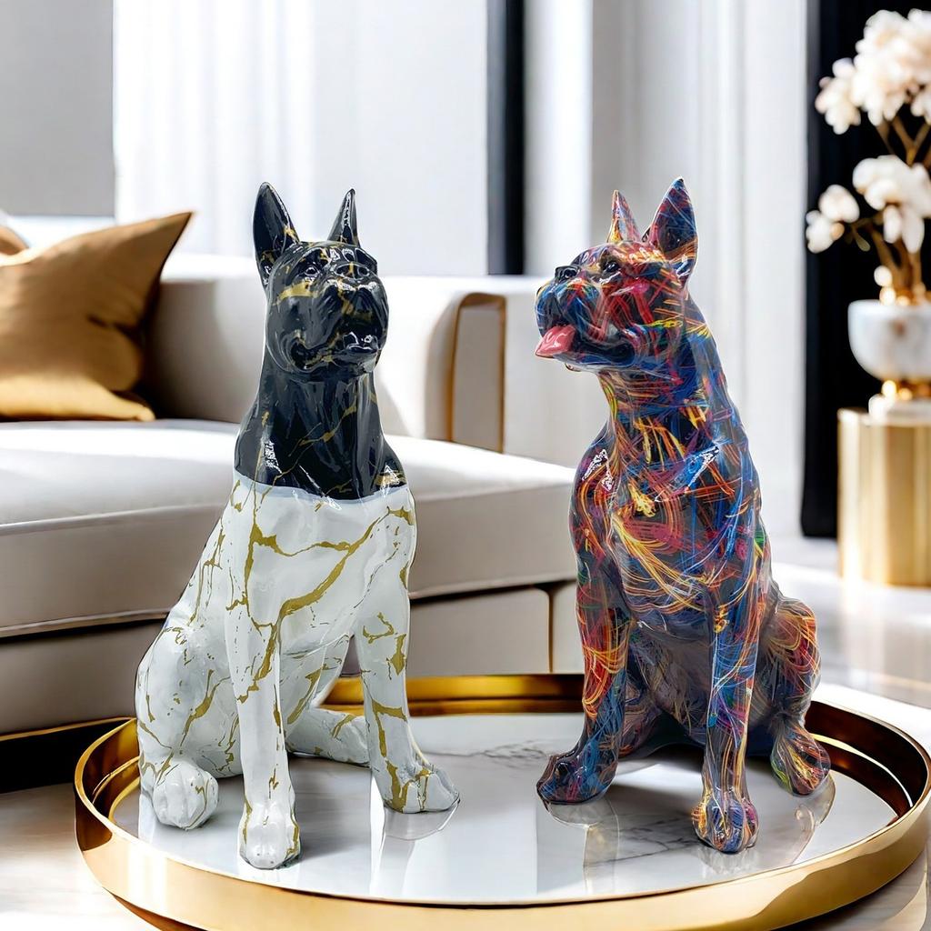 Bunte Dobermann-Ornamente Wohnzimmer Heimgebrauch Dekoration Harz-Handwerk Einweihungsgeschenkidee Bester Trend Langlebig Langlebig