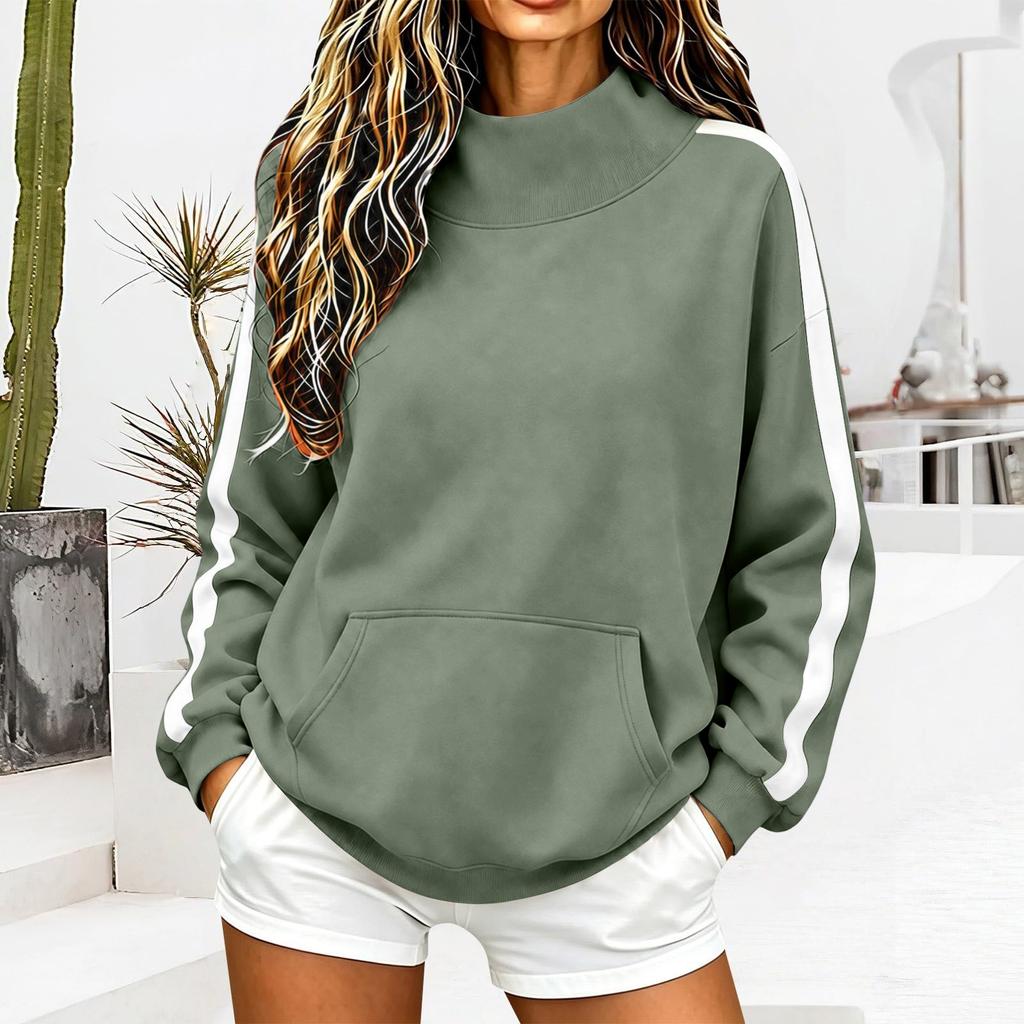Lässiges Damen-Sweatshirt mit langen Ärmeln und hohem Kragen für den Alltag