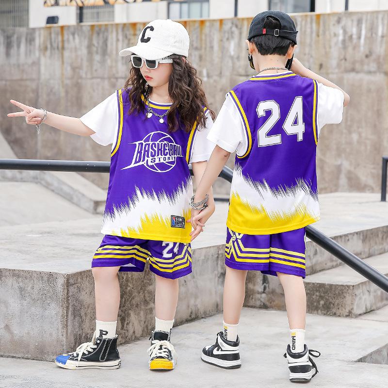 Summer new men's and children's basketball suit outdoor women's sports training quick-drying jersey short-sleeved shorts two-piece set