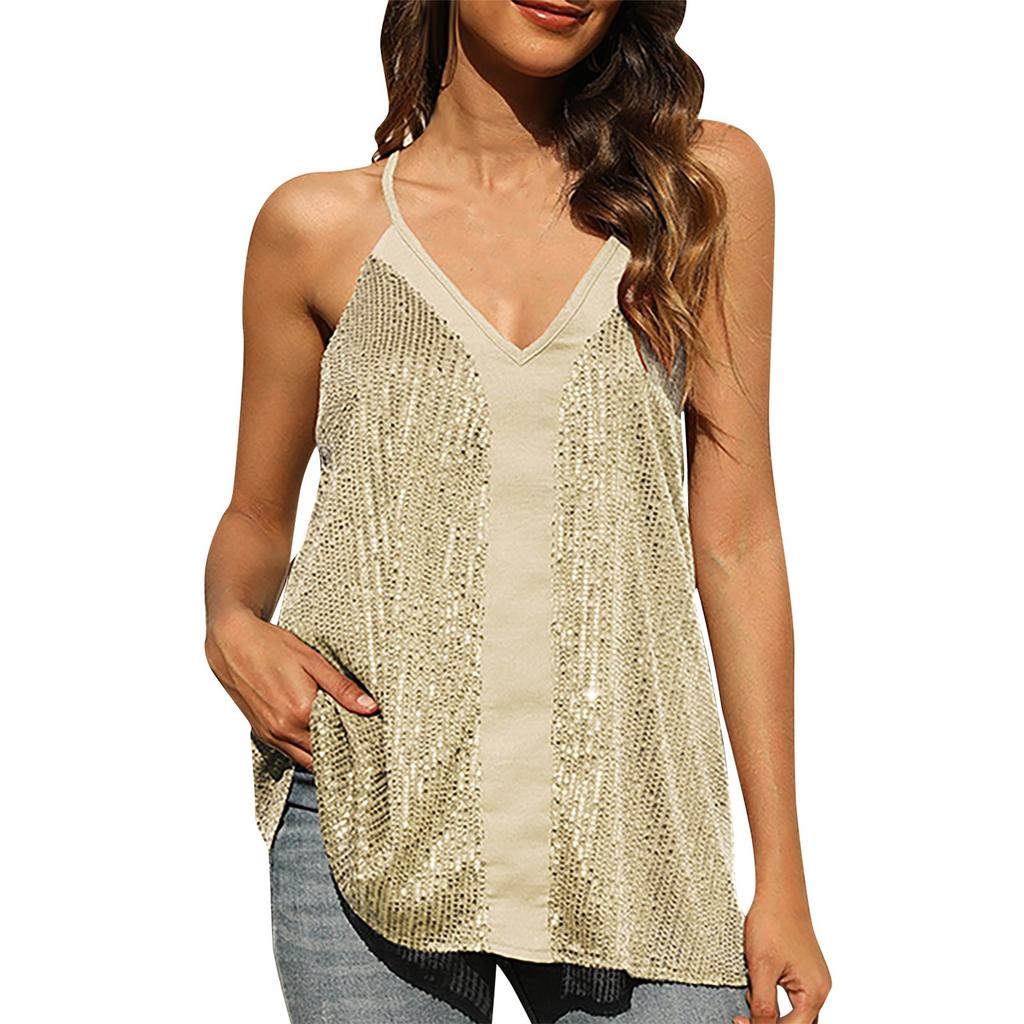 Top Cami Lejer cu Paiete Interioare și Exterioare la Modă pentru Femei