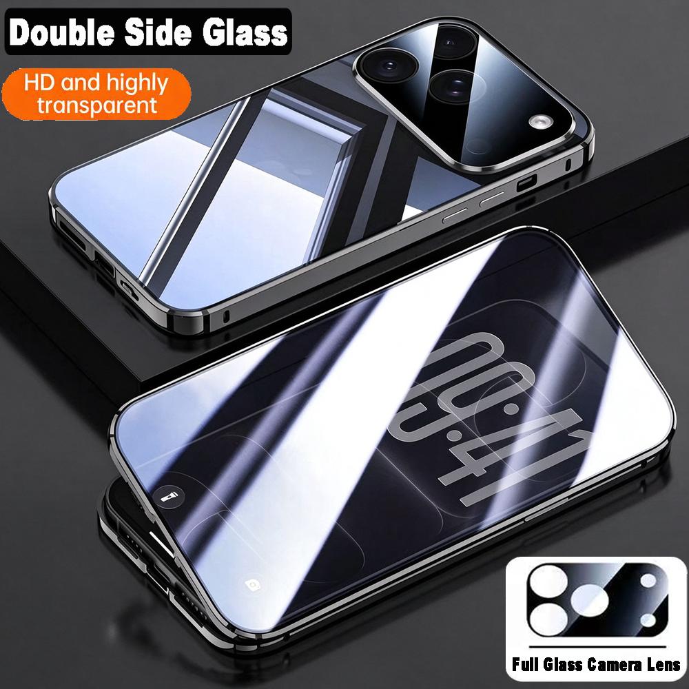 Luxury 360° Full Coverage Double Sided Tempered Glass Case For iPhone 18 17 16 15 14 13 12 11 Pro Max Anti-scratch Magnetic Phone Cover