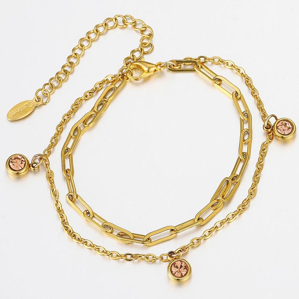 Stainless steel 6mm gold birthday stone lucky birthday stone pendant, water cup diamond DIY jewelry accessories