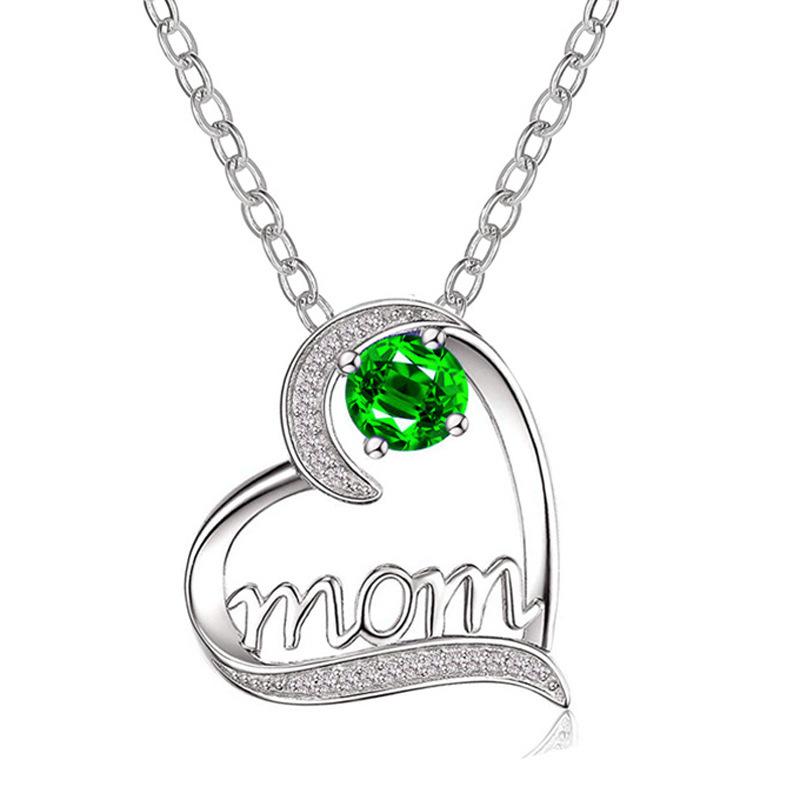Multi-Tone Mom & Child Pendant Necklace Set, Heart & Family Silhouette Necklaces for Mother's Day
