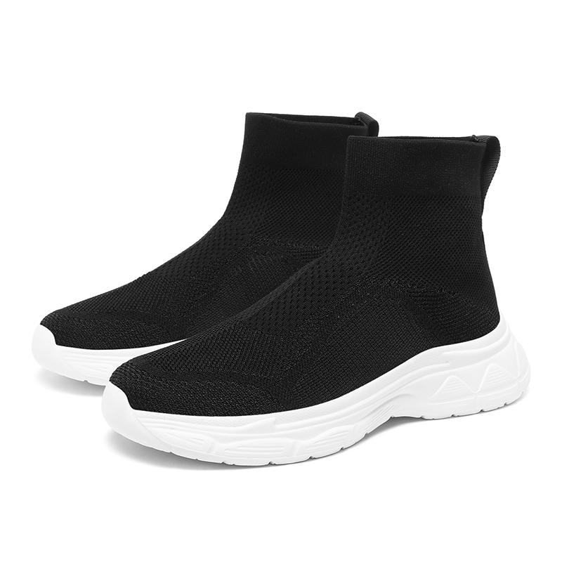 Übergröße 36-48 Paar High-Top Socken Schuhe Gewebtes Mesh Atmungsaktive Sportschuhe für Herren Leichte Plateausocken Sneaker Damen