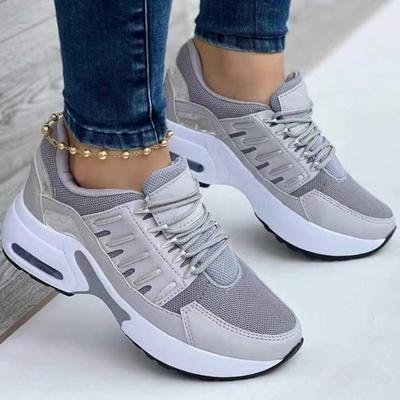 Mode Frauen Turnschuhe Mesh Laufschuhe Patchwork Lace Up Damen Wohnungen Outdoor Wanderschuhe Frau Keil Schuhe Bequem Atmungsaktiv Weiblich