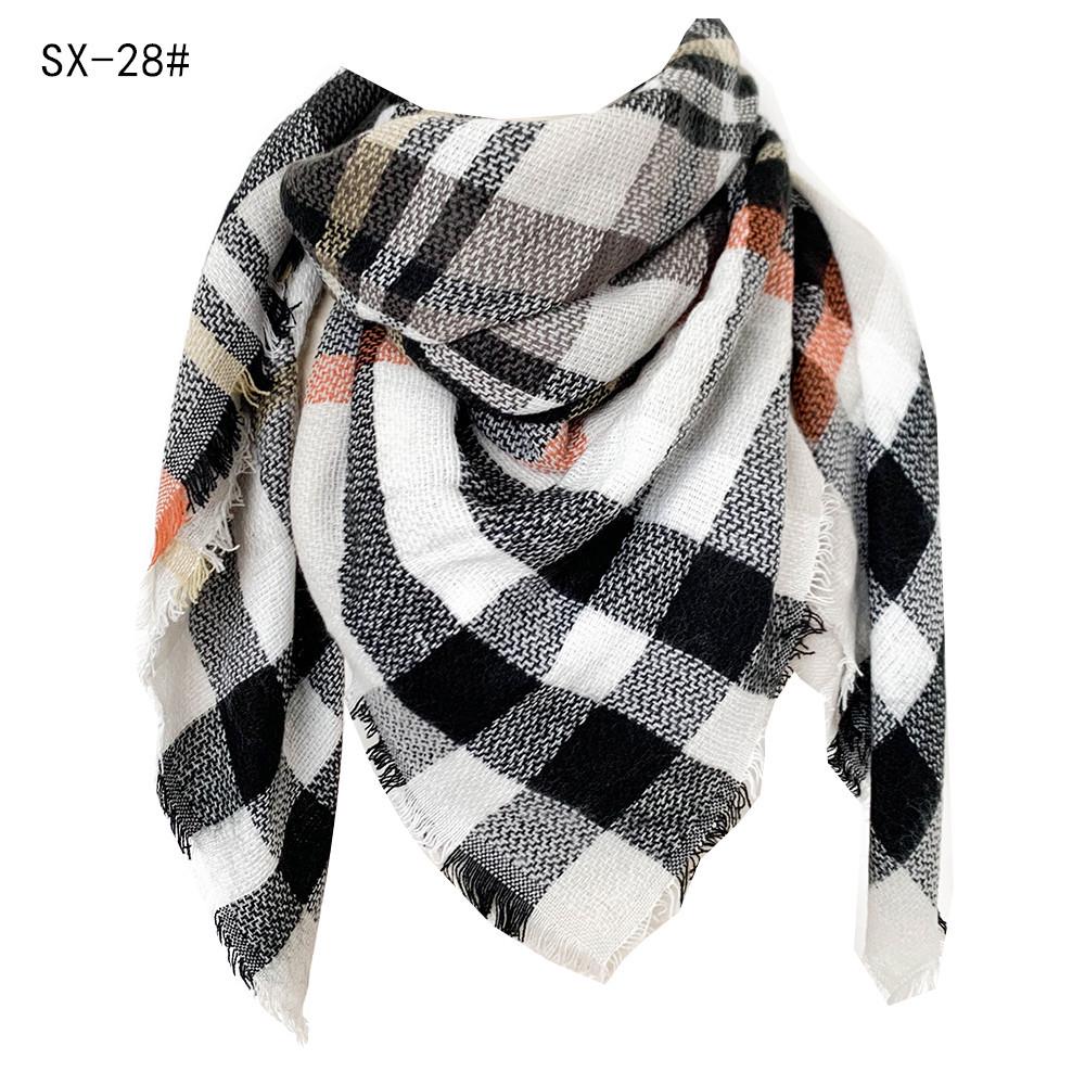 Sciarpa a scialle triangolare a quadri in finto cachemire stile europeo americano - Scaldacollo alla moda versatile per primavera, autunno, inverno