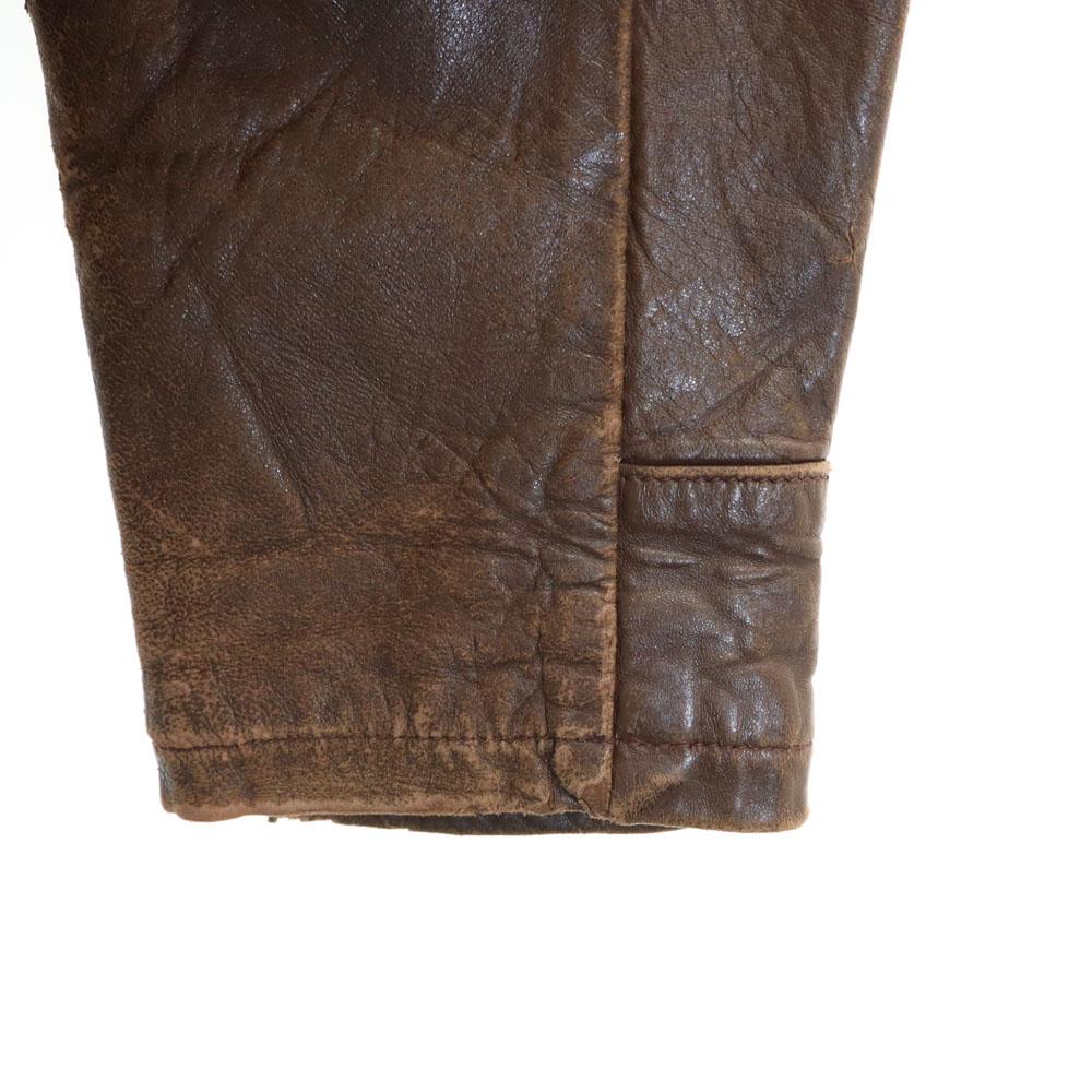 Lawton 40s Vintage U-shape leather jacket 34 Brown TALON ZIP Men's Used