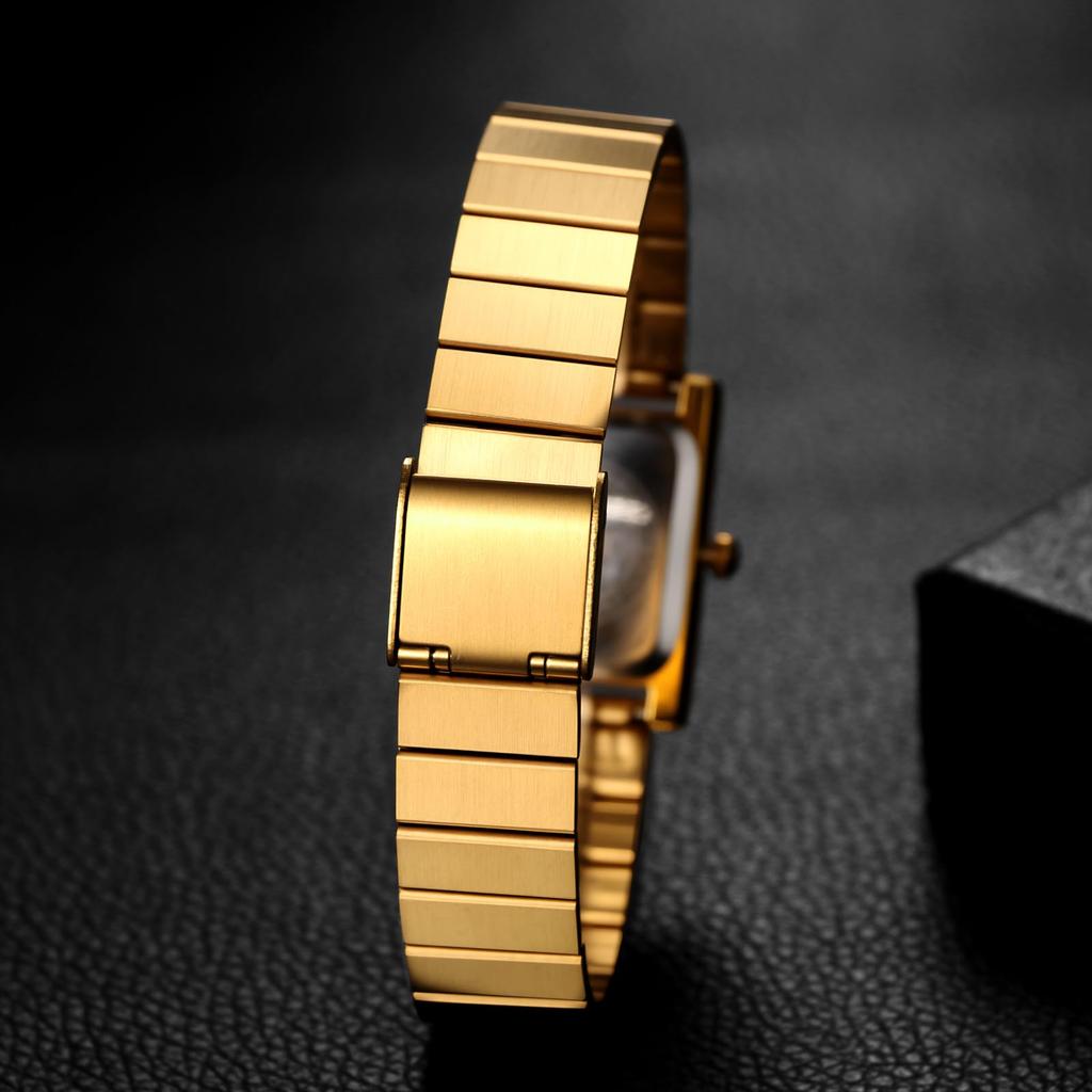 Rectangular Simple Stainless Daily Life Roman Quartz Classic Gift for Gold B Women's Watch, Steel, Stylish, Waterproof, Waterproof, Numerals,